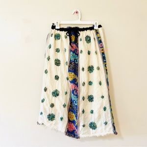 Anthropologie Boho Midi Skirt Embellished Embroidered Ethnic Styling XS
